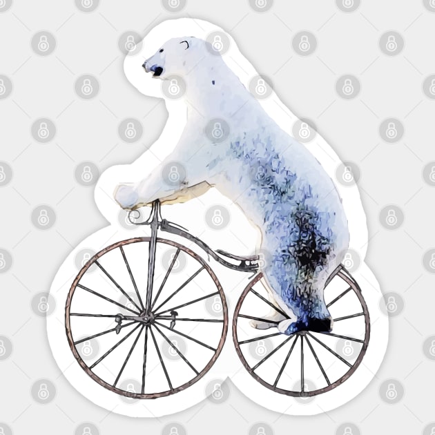 Polar bear bicycling funny Sticker by Collagedream